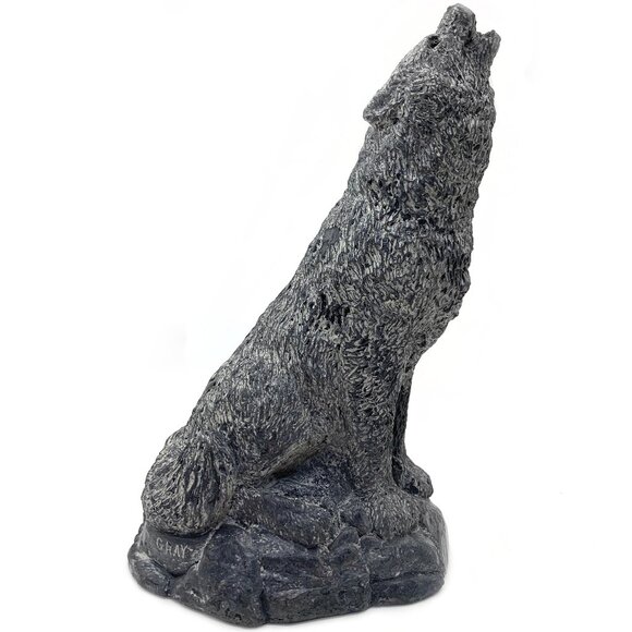 WOLF ORIGINAL Vintage 70s Wolf Figurine Soapstone Look Sculpture Made in Canada - Picture 9 of 11